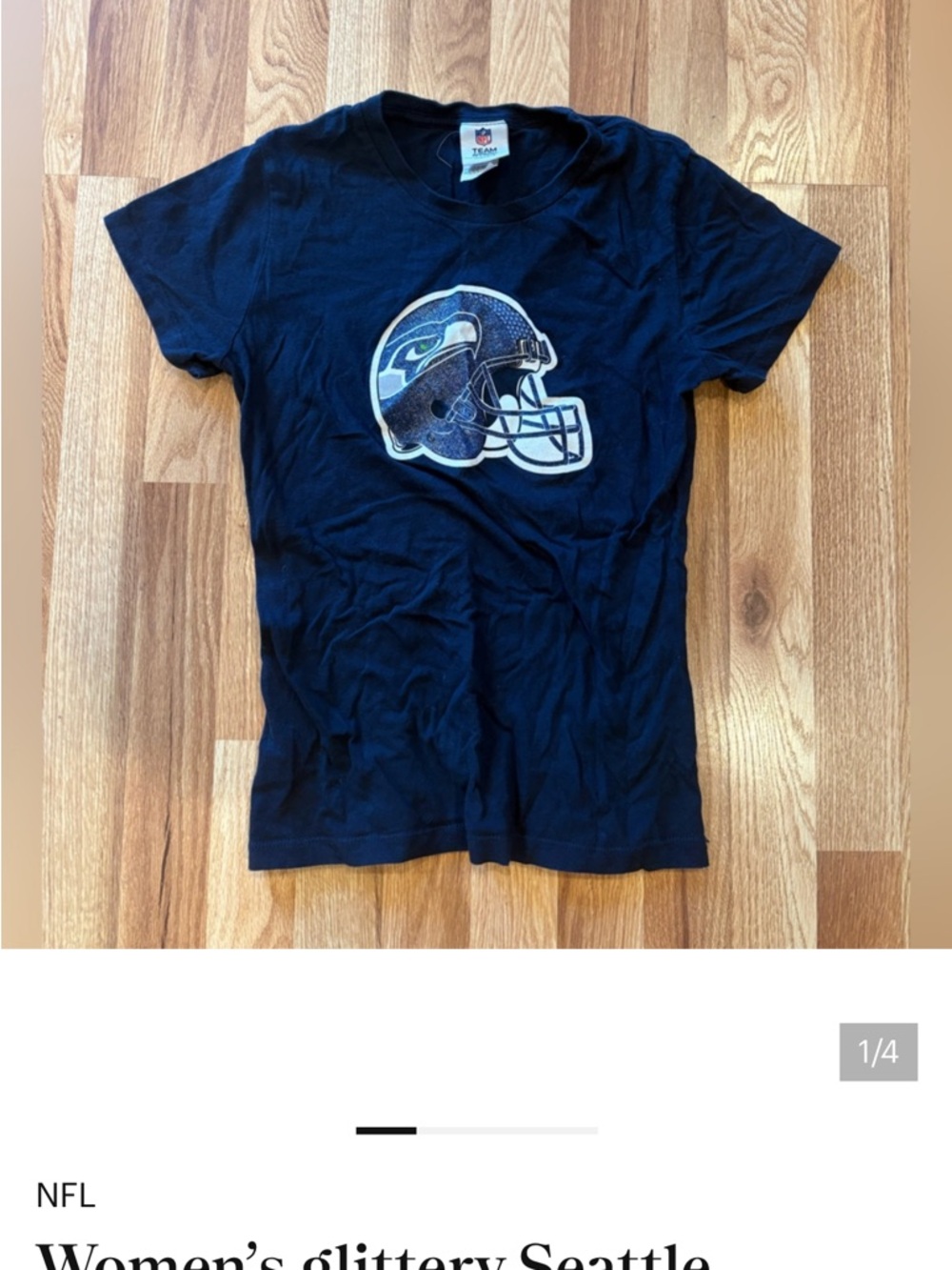 NFL Navy Seattle Seahawks Glitter Helmet Tee